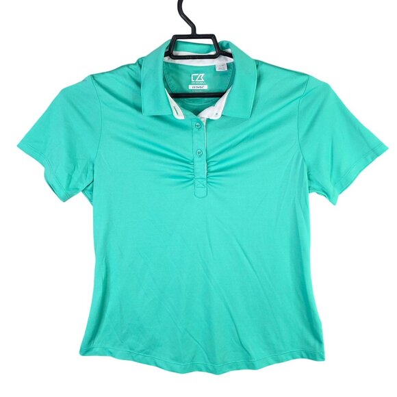 Womens Cutter & Buck Teal CB DryTec Polo Shirt Short Sleeve Polyester Size L - Picture 1 of 7